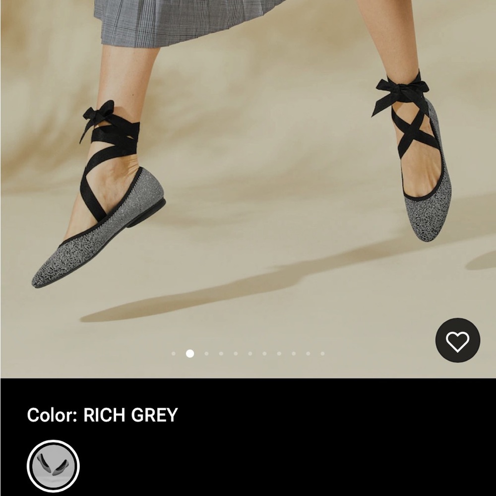 Vivaia Rich Gray Flats Size US 6.5 EU 37 with ribbon straps